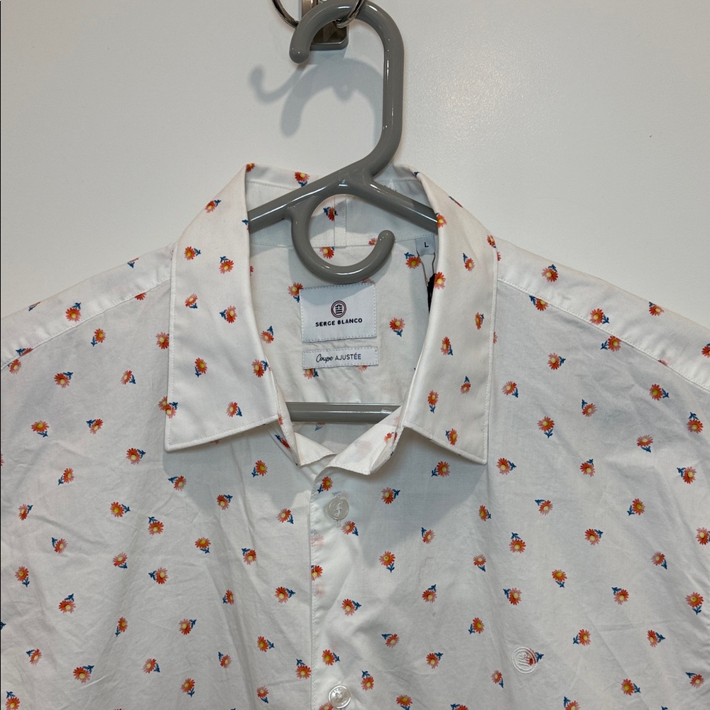 Serge Blanco White Floral Men's Shirt - Picture 3 of 5